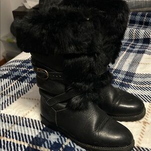 Blondo Black Fur-Trimmed Winter Boots